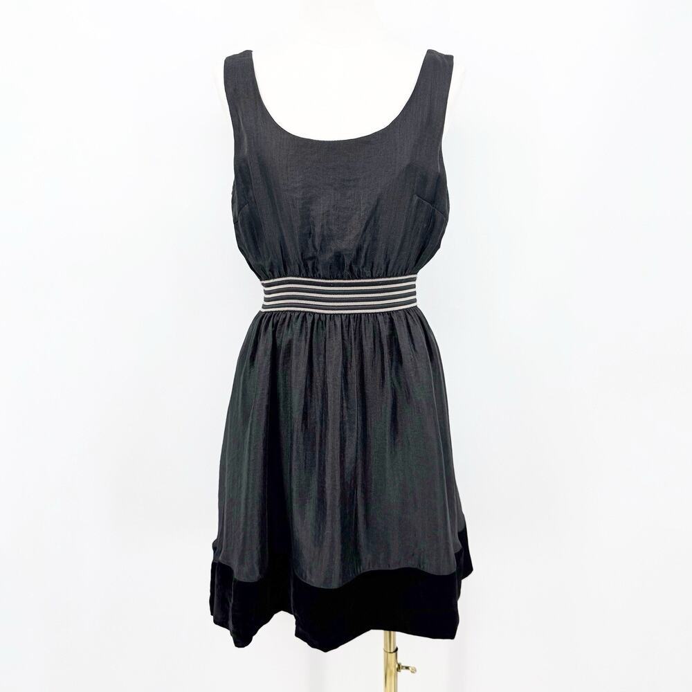 Darling Vivienne Dress M Black Fit & Flare Retro Striped Waist Mod Minimalist